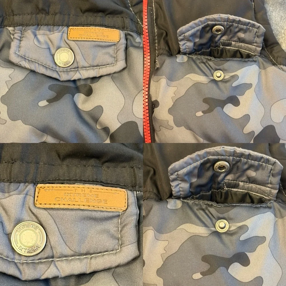 iXtreme Kids' Hooded Puffer Zip Up Jacket with Camouflage Print Boys 5